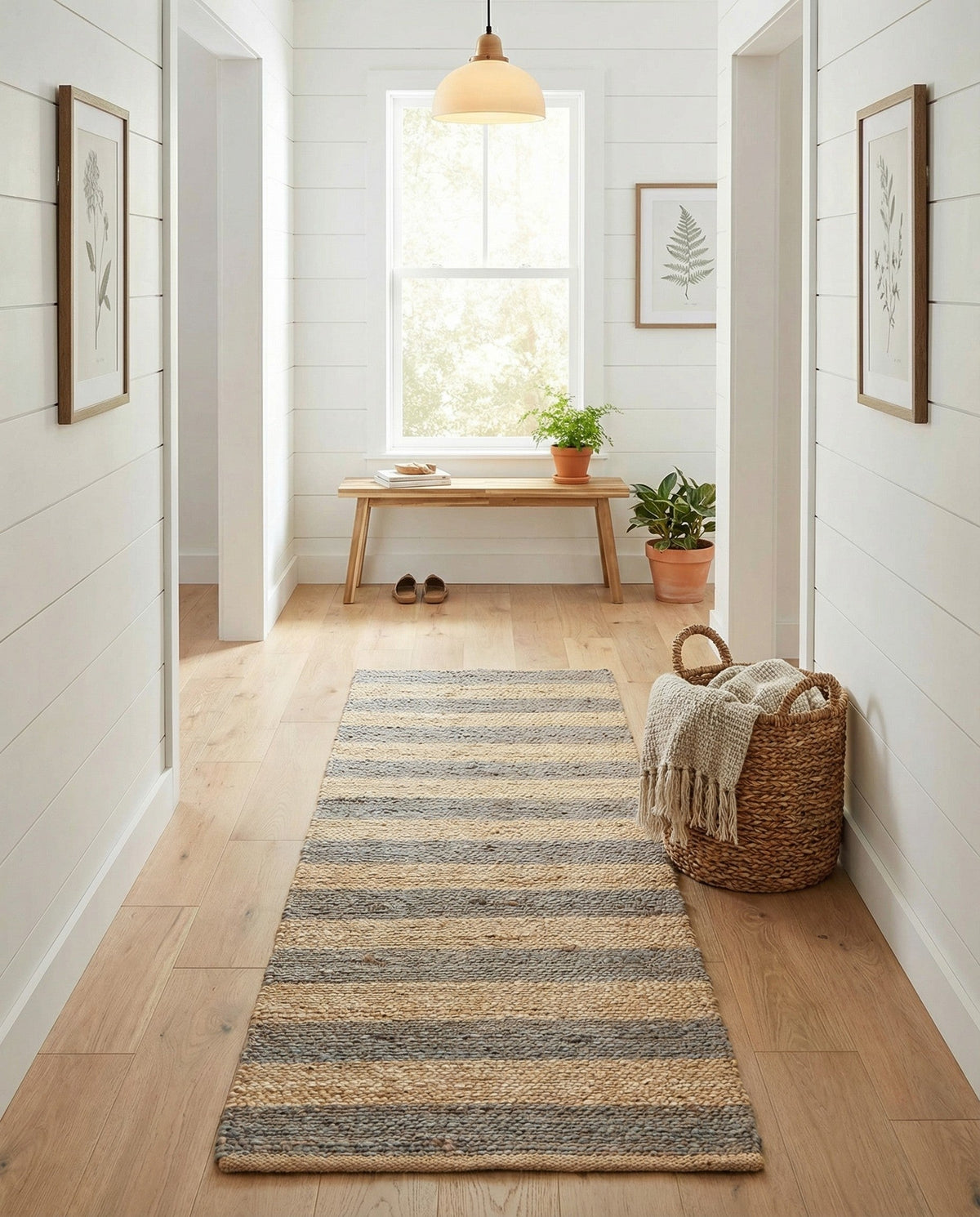 Woven Seaside Jute Collection Area Rug - Nantucket Runner Gray Ivory  lifestyle 148