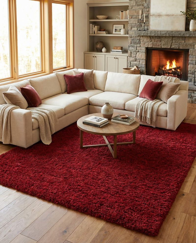 Eternal Plush Oasis Collection Area Rug -  Tranquility (Merlot) Rectangle Merlot  lifestyle 9