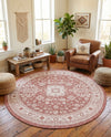 Tribal Terrace Treasures Collection Area Rug -  Incan Isle (Rust Red) Round Rust Red  lifestyle 49