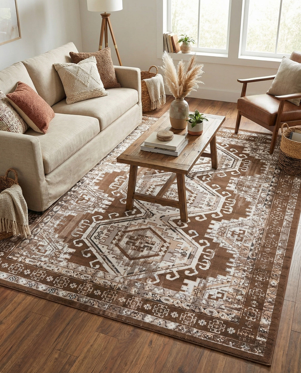 Savannah Elegance Collection Area Rug -  Tybee (Brown) Rectangle Brown  lifestyle 16