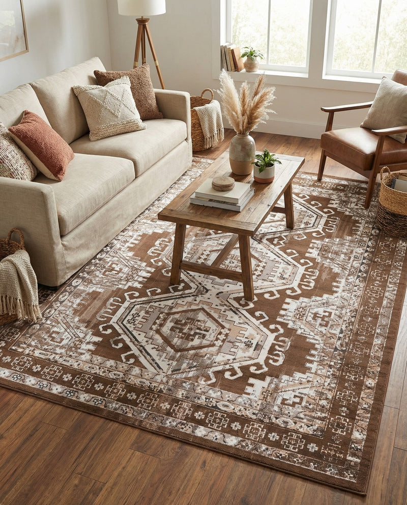Savannah Elegance Collection Area Rug -  Tybee (Brown) Rectangle Brown  lifestyle 16