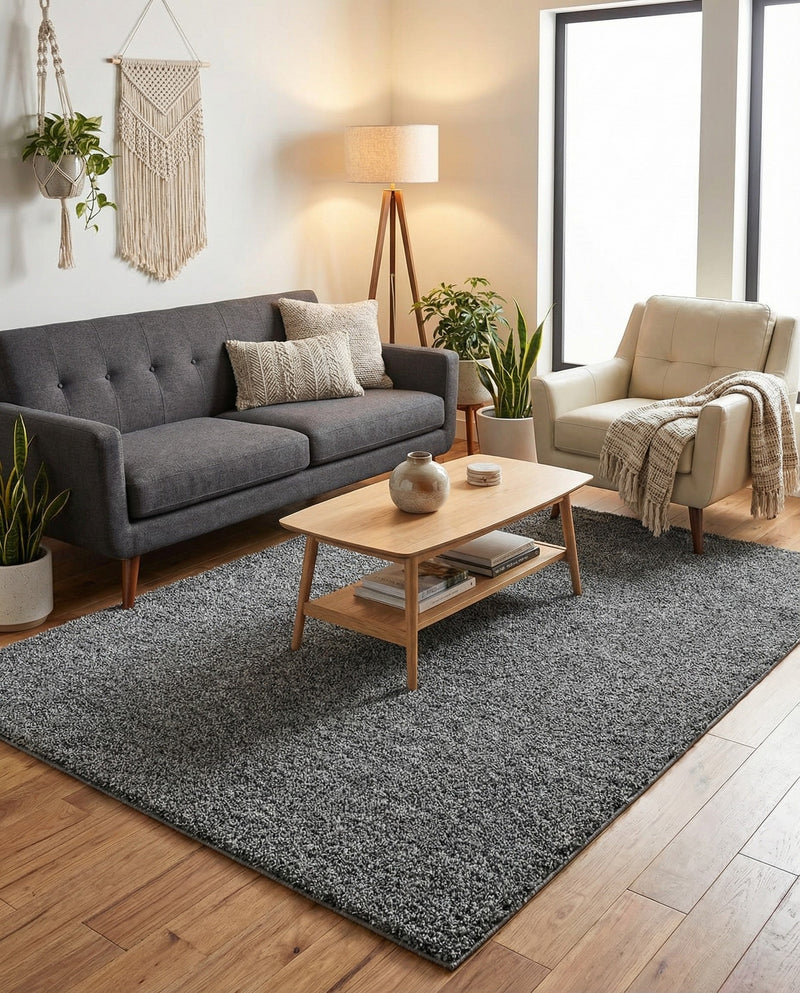 Cozy Comfort Shag Collection Area Rug - Haven (Pebble Gray) Rectangle Pebble Gray  lifestyle 9