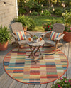 Coastal Terrace Collection Area Rug -  Harbor Round Multi  lifestyle 57