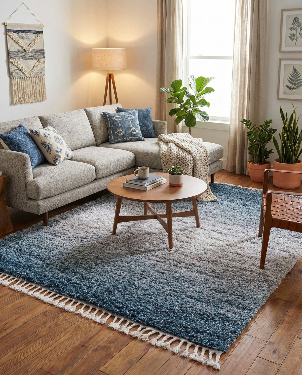 Cozy Cove Shag Collection Area Rug -  Lagoon Square Blue  lifestyle 69