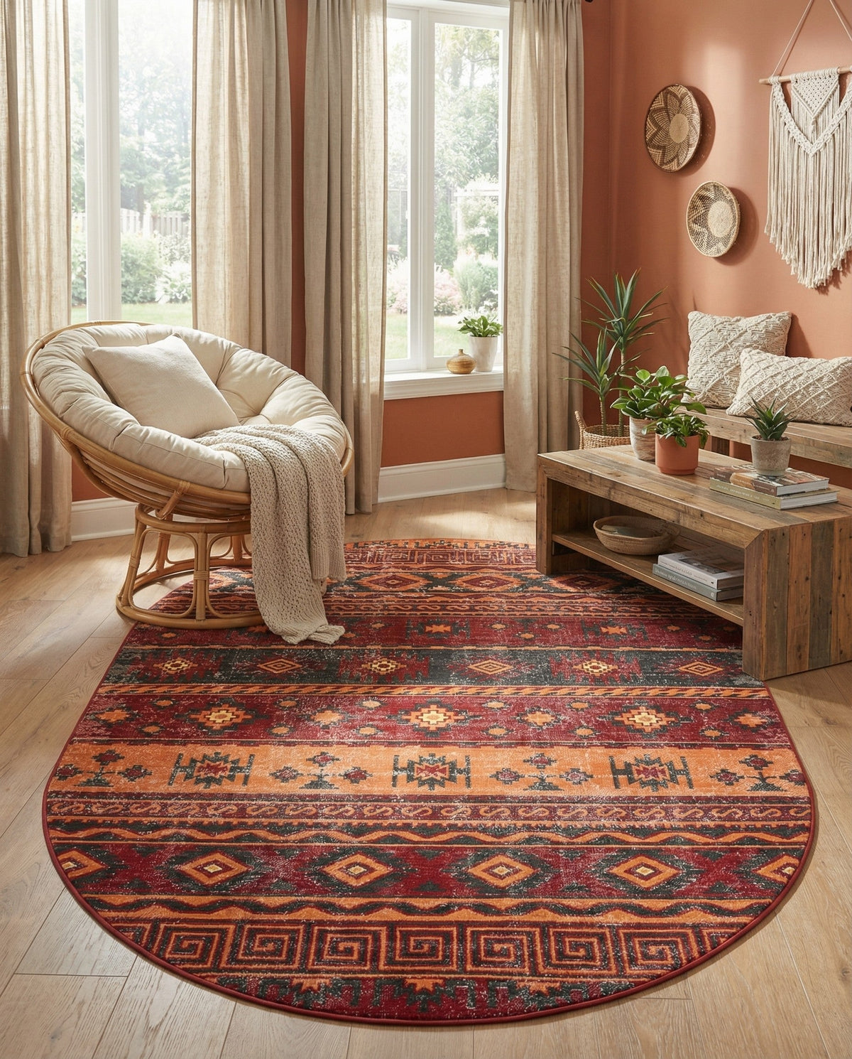 Geneva Terrace Collection Area Rug - Montreux Oval Rust Red  lifestyle 172