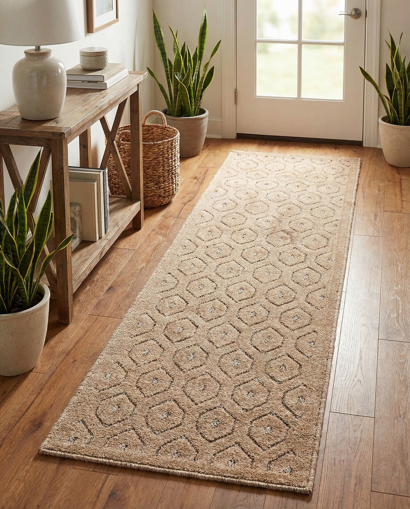 Garden Lattice Charm Collection Area Rug - Arbor (Beige) Runner Beige  lifestyle 33