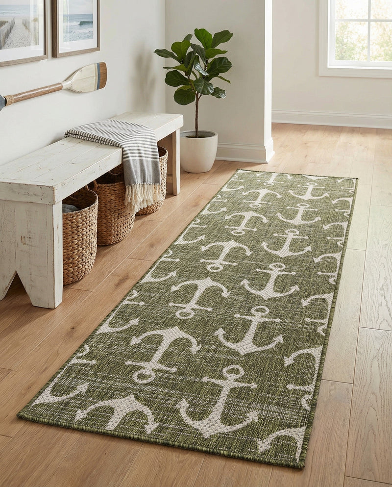 Seaside Haven Rugs Collection Area Rug - Sapphire (Green) Runner Green  lifestyle 70
