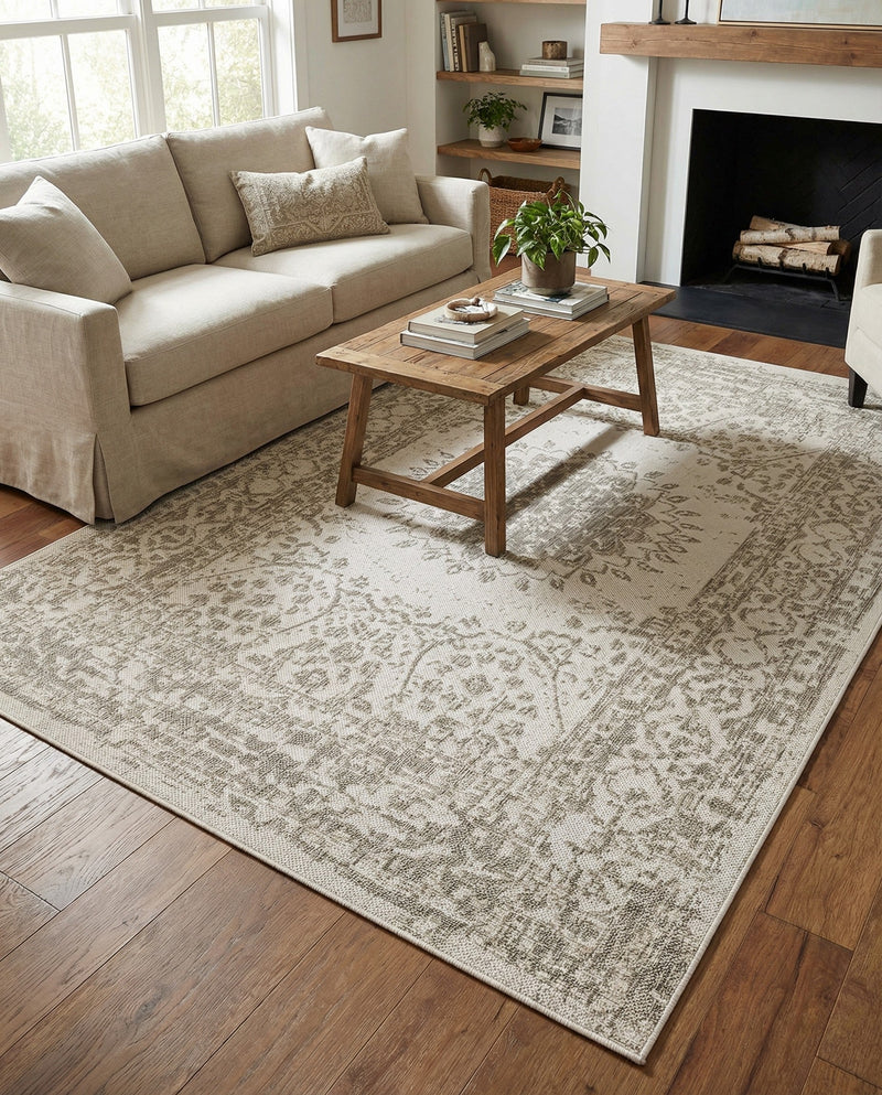 Patio Heritage Collection Area Rug -  Lafayette (Gray) Rectangle Gray  lifestyle 22