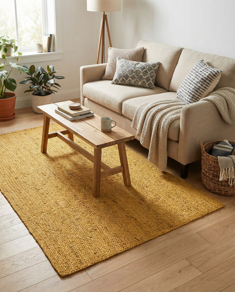Woven Seaside Jute Collection Area Rug - Savannah (Yellow) Rectangle Yellow  lifestyle 15