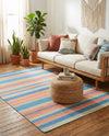 Coastal Stripe Dhurrie Collection Area Rug - Seashore Rectangle Multi  lifestyle 25
