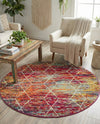 Trellis Mosaic Collection Area Rug - Arborville (Multi) Round Multi  lifestyle 85