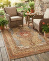 Patio Heritage Collection Area Rug -  Pergola Rectangle Blue and Light Brown  lifestyle 18
