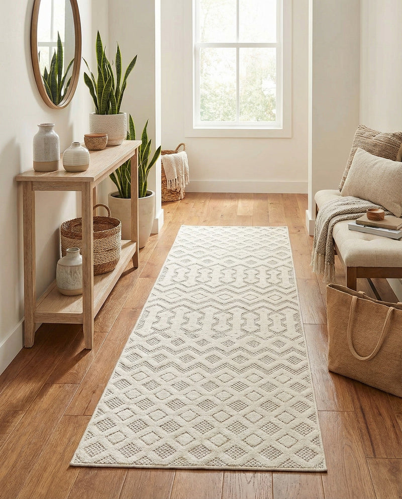 Garden Lattice Charm Collection Area Rug -  Pergola (Ivory) Runner Ivory  lifestyle 56