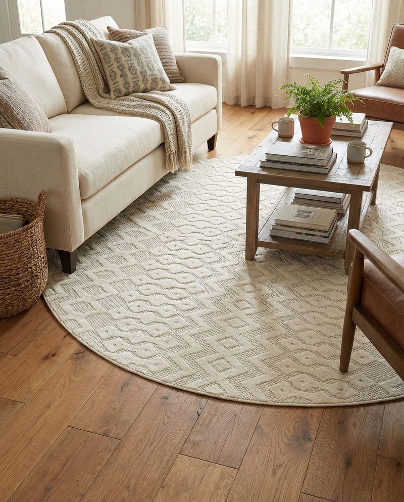 Garden Lattice Charm Collection Area Rug -  Pergola (Ivory) Round Ivory  lifestyle 53