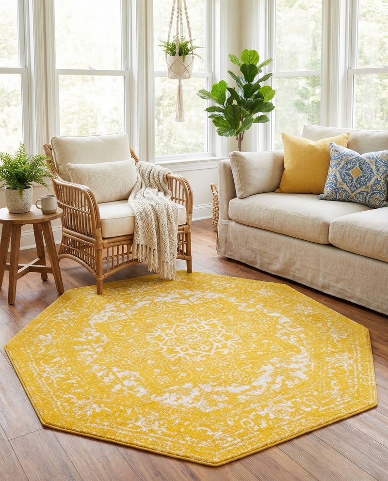Georgetown Rugs Collection Area Rug - Dupont (Yellow) Octagon Yellow  lifestyle 67