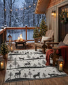 Garden Festivity Collection Area Rug - Evergreen Rectangle Black and White  lifestyle 10