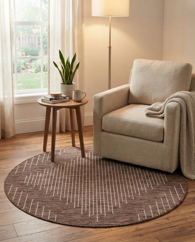 Urban Terrace Collection Area Rug -  Chelsea (Brown) Round Brown  lifestyle 21