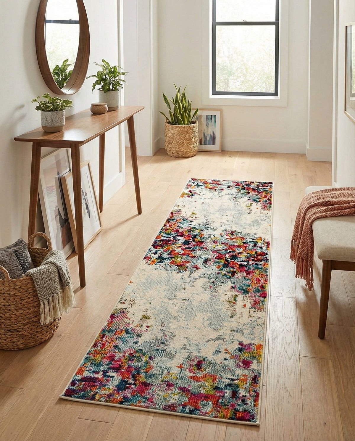 Chromatic Oasis Collection Area Rug -  Blush Runner Multi  lifestyle 103