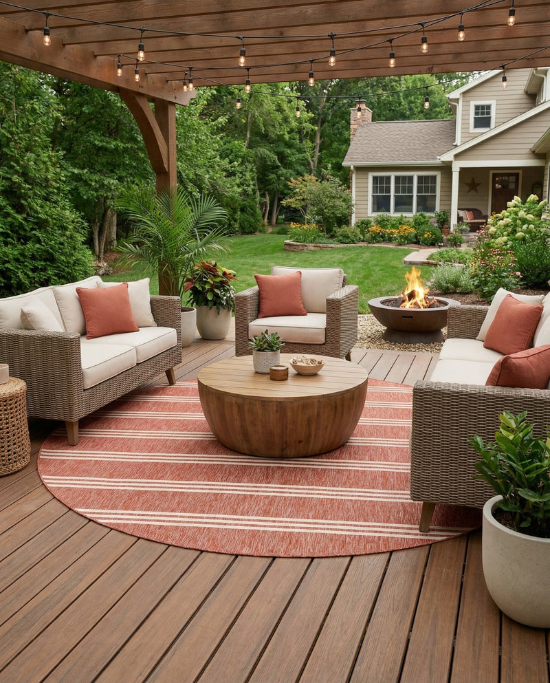 Urban Oasis Rugs Collection Area Rug -  District (Rust Red) Round Rust Red  lifestyle 53