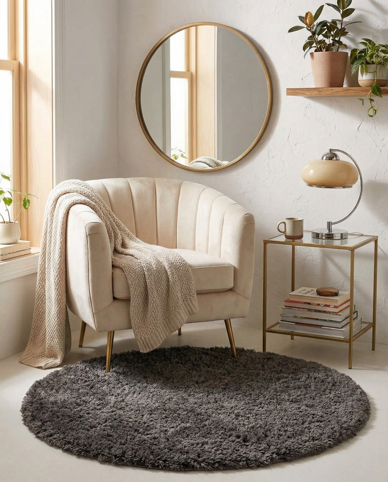 Majestic Manor Collection Area Rug - Versailles (Slate) Round Slate  lifestyle 53