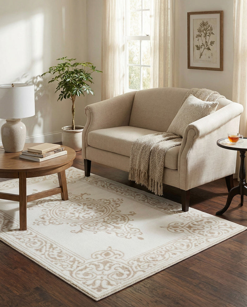 Sanctuary Retreat Collection Area Rug - Haven Rectangle Snow White  lifestyle 9