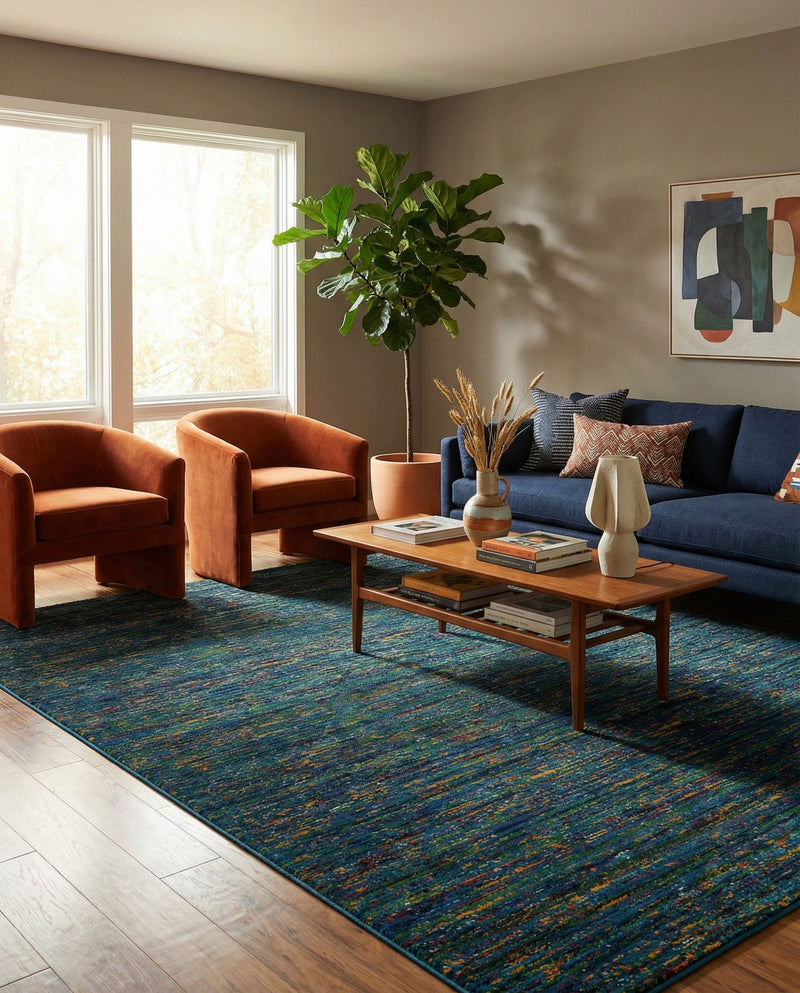Caribbean Cove Collection Area Rug -  Lucia Rectangle Navy Blue  lifestyle 14