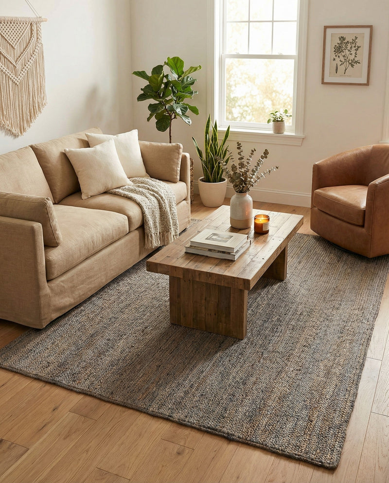 Woven Seaside Jute Collection Area Rug - Savannah (Gray) Rectangle Gray  lifestyle 20