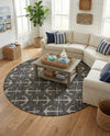 Seaside Haven Rugs Collection Area Rug - Sapphire (Charcoal) Round Charcoal  lifestyle 24
