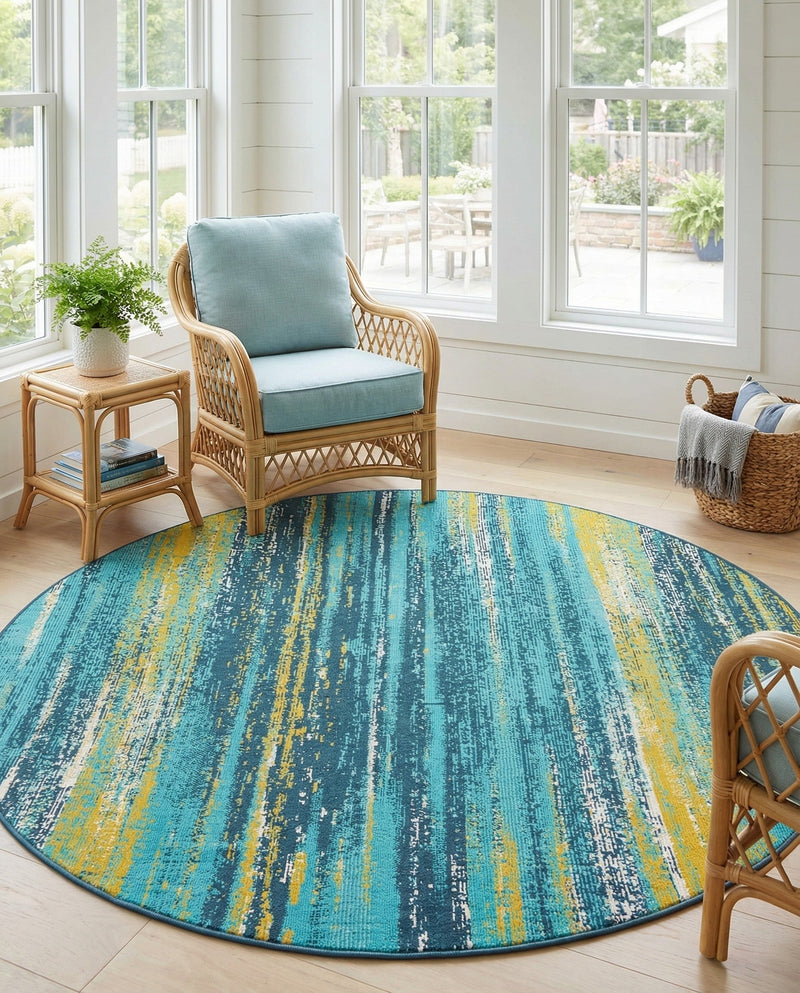 Seaside Haven Rugs Collection Area Rug -  Sandbar Round Multi.Blue  lifestyle 72