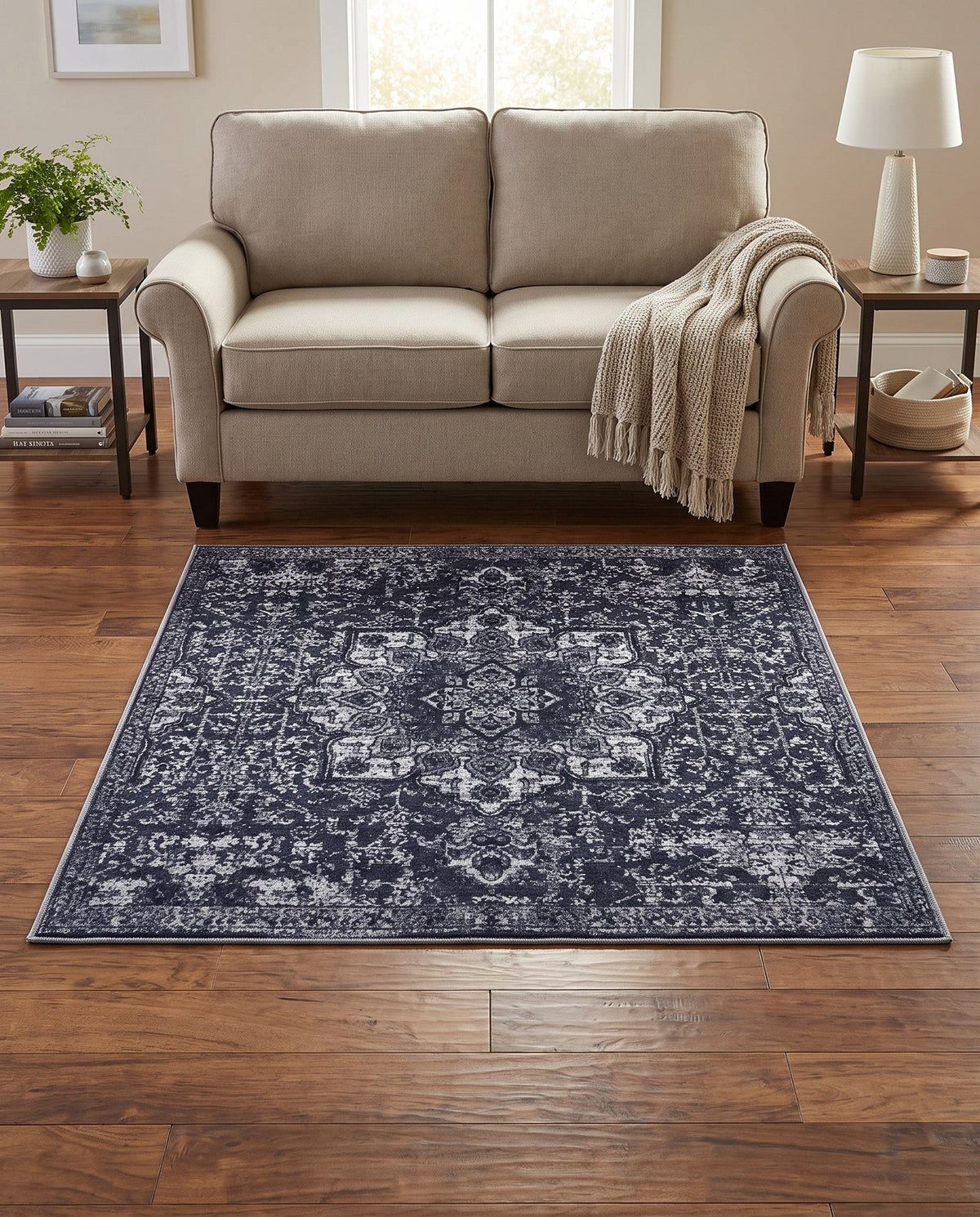 Baroque Era Collection Area Rug - Versailles (Dark Gray) Square Dark Gray  lifestyle 31