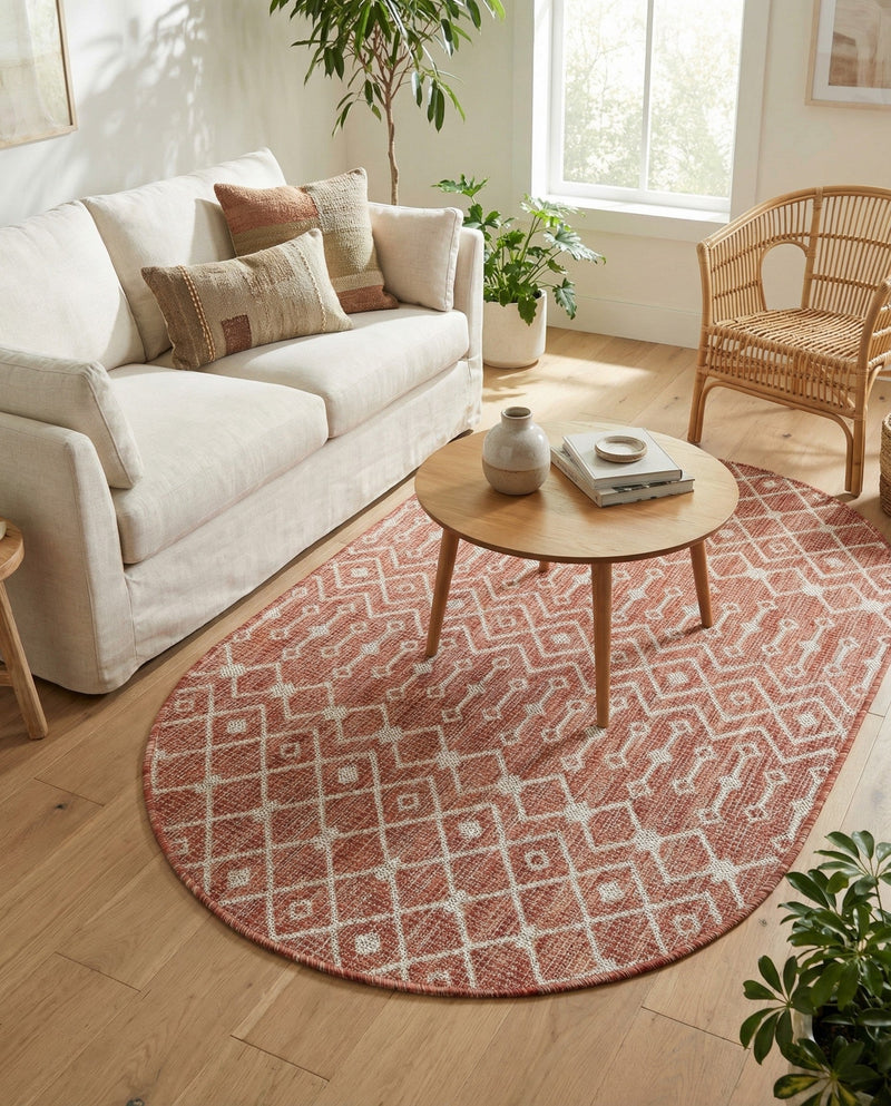 Savannah Pergola Collection Area Rug -  Pergola (Rust Red) Oval Rust Red  lifestyle 72