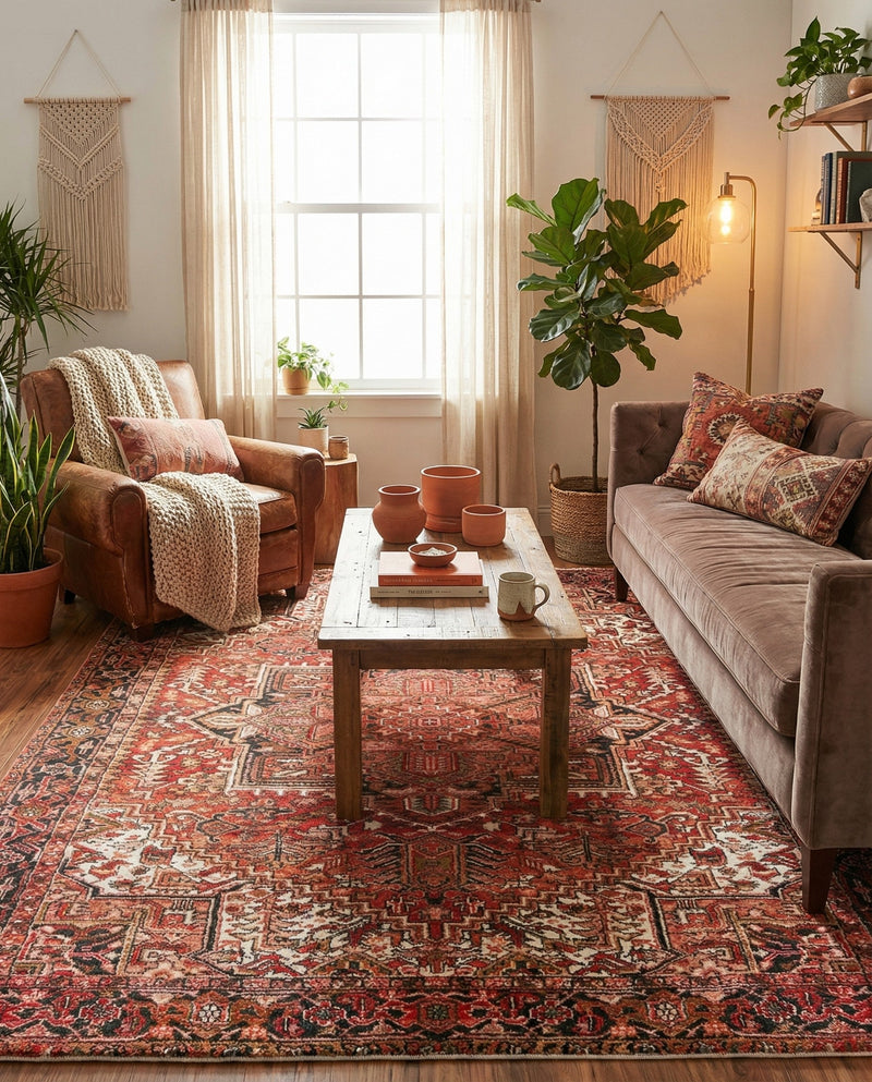 Bazaar Chic Collection Area Rug -  Essaouira Square Rust Red  lifestyle 54