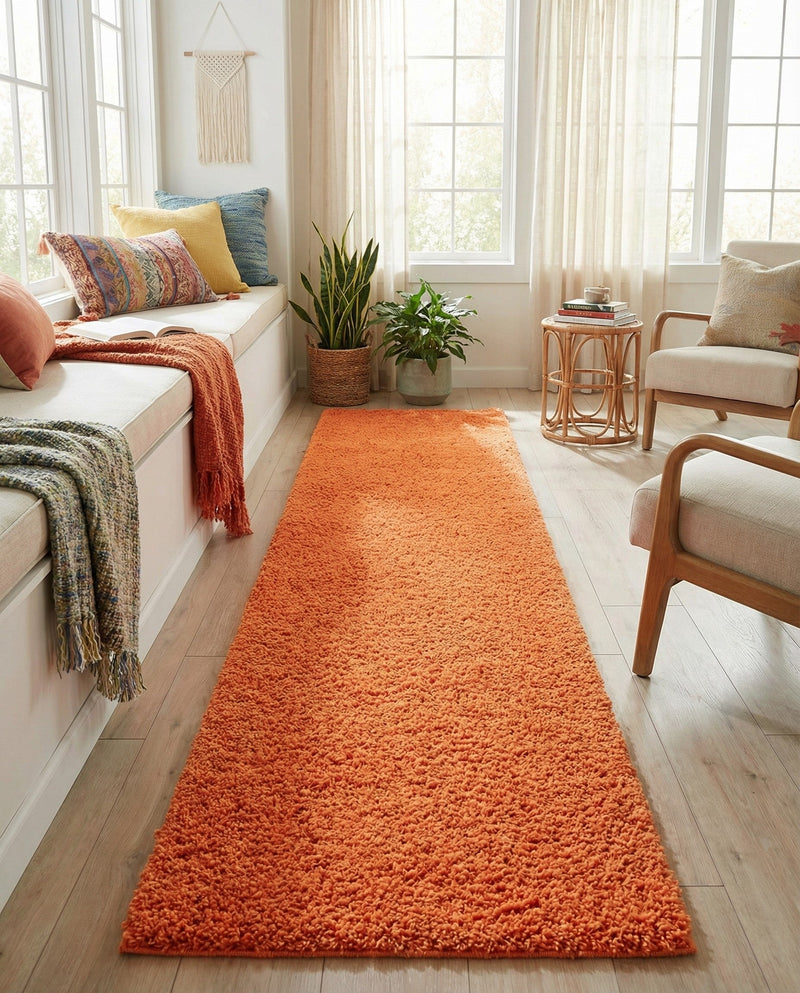 Plush Oasis Collection Area Rug - Serenity (Tiger Orange) Runner Tiger Orange  lifestyle 63