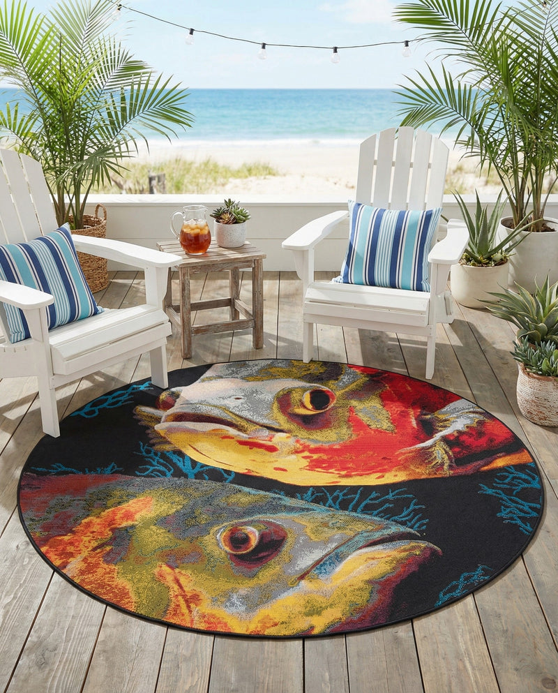 Seaside Haven Rugs Collection Area Rug -  Harbor Round Multi  lifestyle 70