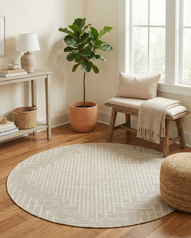 Urban Terrace Collection Area Rug -  Chelsea (Gray) Round Gray  lifestyle 31