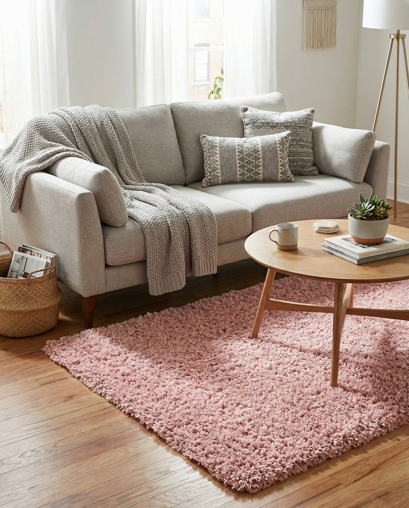 Alpine Plush Collection Area Rug - Verbier Rectangle Pink  lifestyle 8