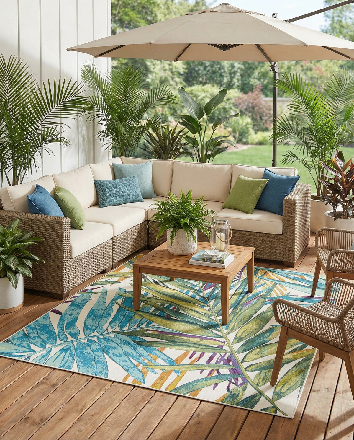 Seaside Blooms Collection Area Rug -  Arcadia Square Multi  lifestyle 110