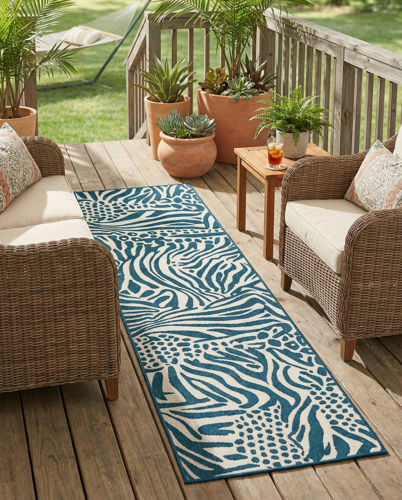 Savannah Escape Collection Area Rug -  Masai Runner Navy Blue and Ivory  lifestyle 59