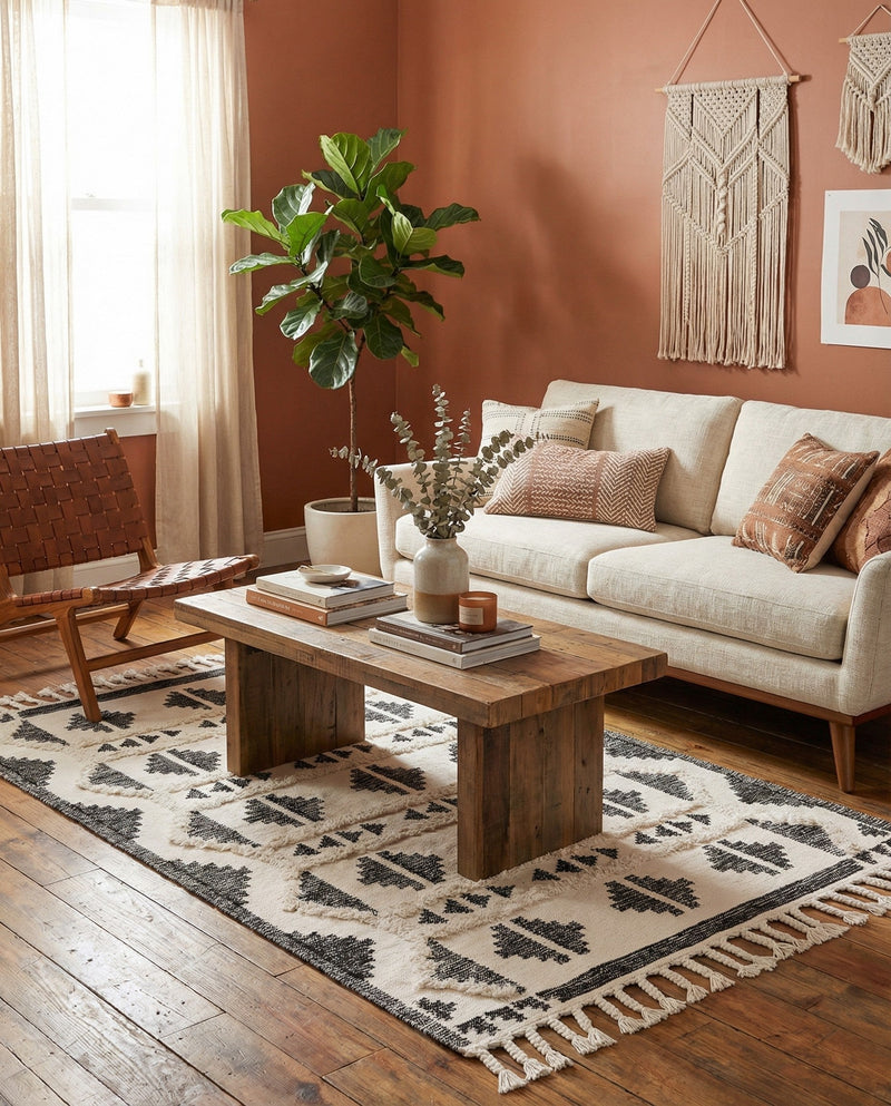 Sonoran Collection Area Rug - BellRock Rectangle Black and White  lifestyle 45