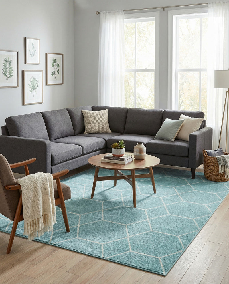 Trellis Mosaic Collection Area Rug - Arborville (Light Blue) Rectangle Light Blue  lifestyle 7