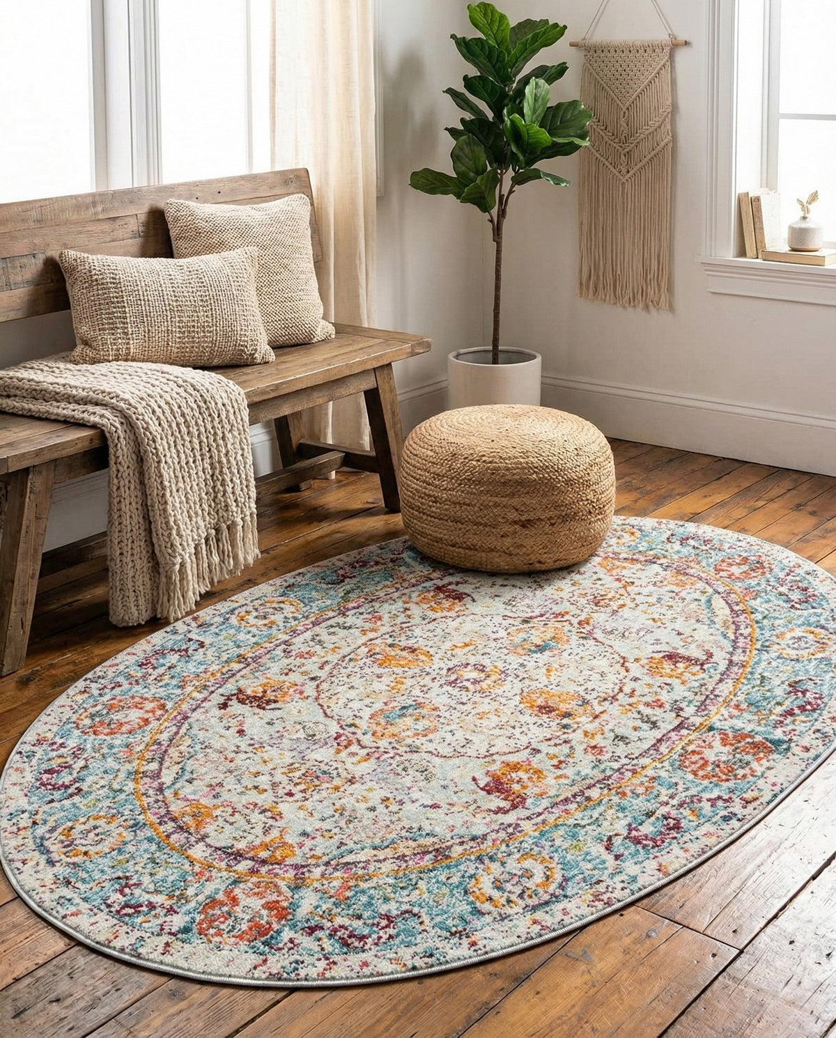 Caribbean Breeze Collection Area Rug -  Xcalak Oval Light Blue  lifestyle 98