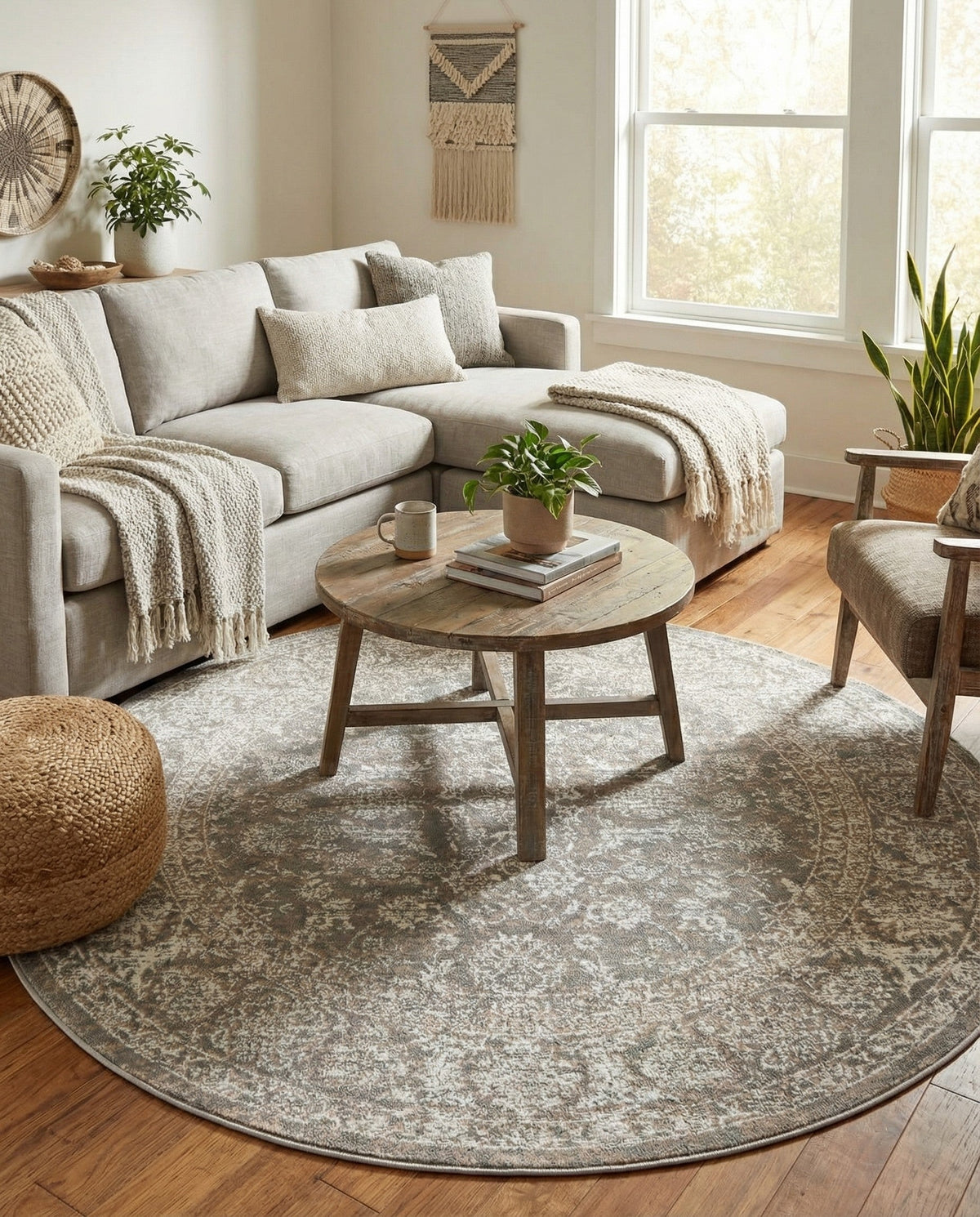 Metro Heights Collection Area Rug -  Astoria Round Gray  lifestyle 103
