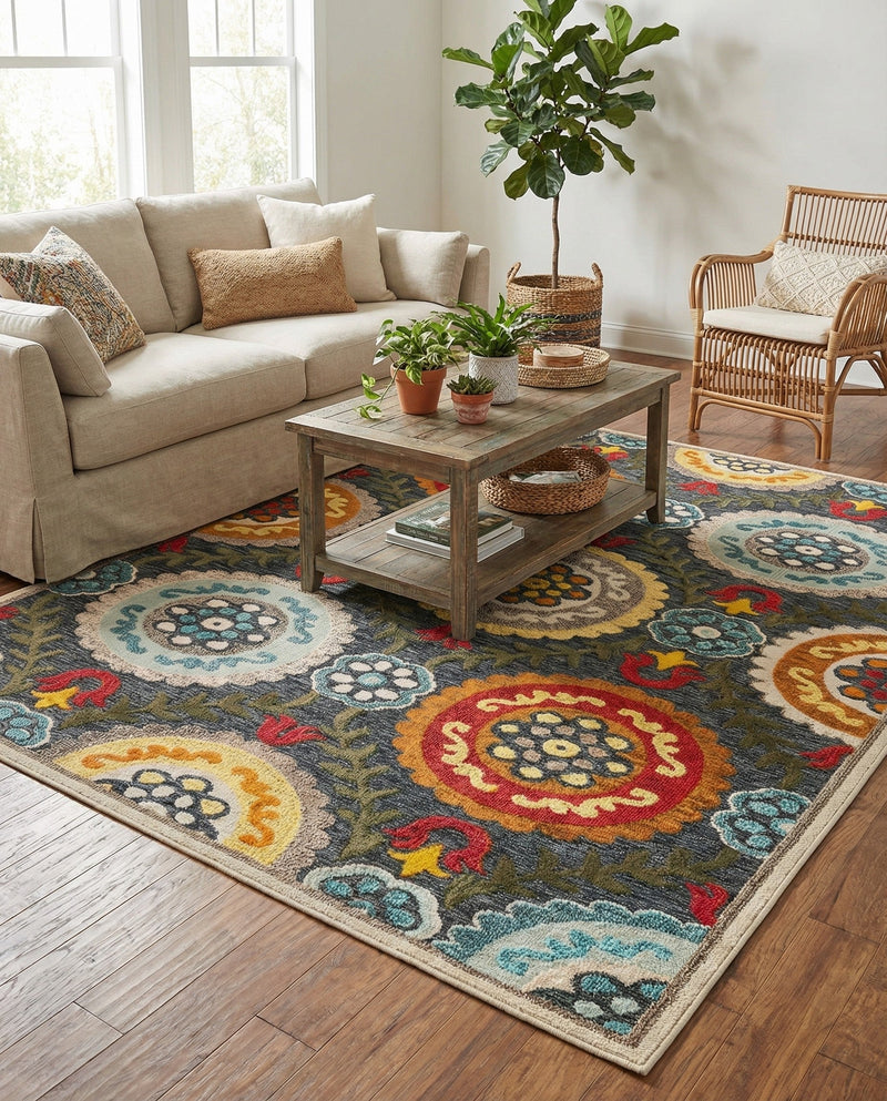 Outdoor Marrakesh Collection Area Rug -  Asilah Rectangle Gray  lifestyle 14