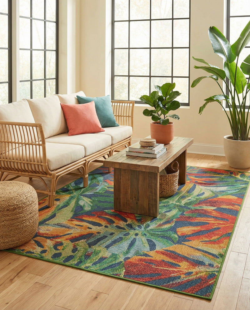 Coastal Terrace Collection Area Rug -  Pier Rectangle Multi  lifestyle 4