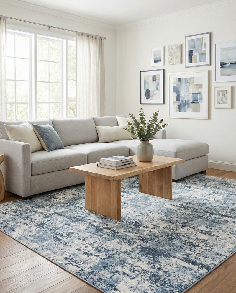 Luminara Sands Collection Area Rug - Elysium (Vintage Blue) Rectangle Vintage Blue  lifestyle 25
