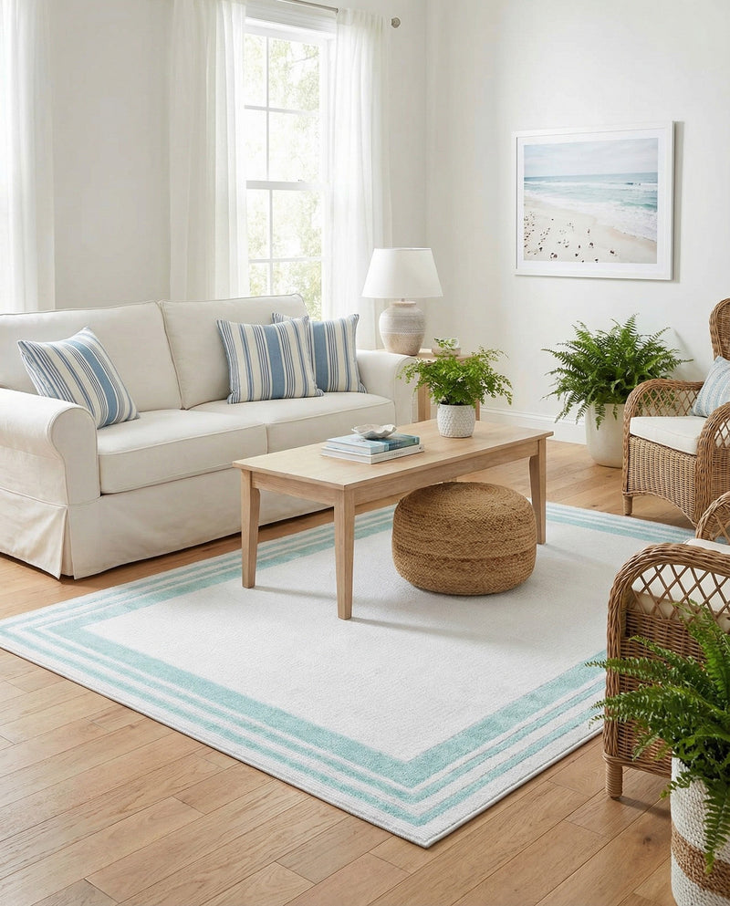 Bahama Breeze Outdoor Collection Area Rug -  Abaco Rectangle Gray Teal  lifestyle 60