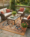 Patio Heritage Collection Area Rug - Veranda Rectangle Black Gold Brown  lifestyle 25