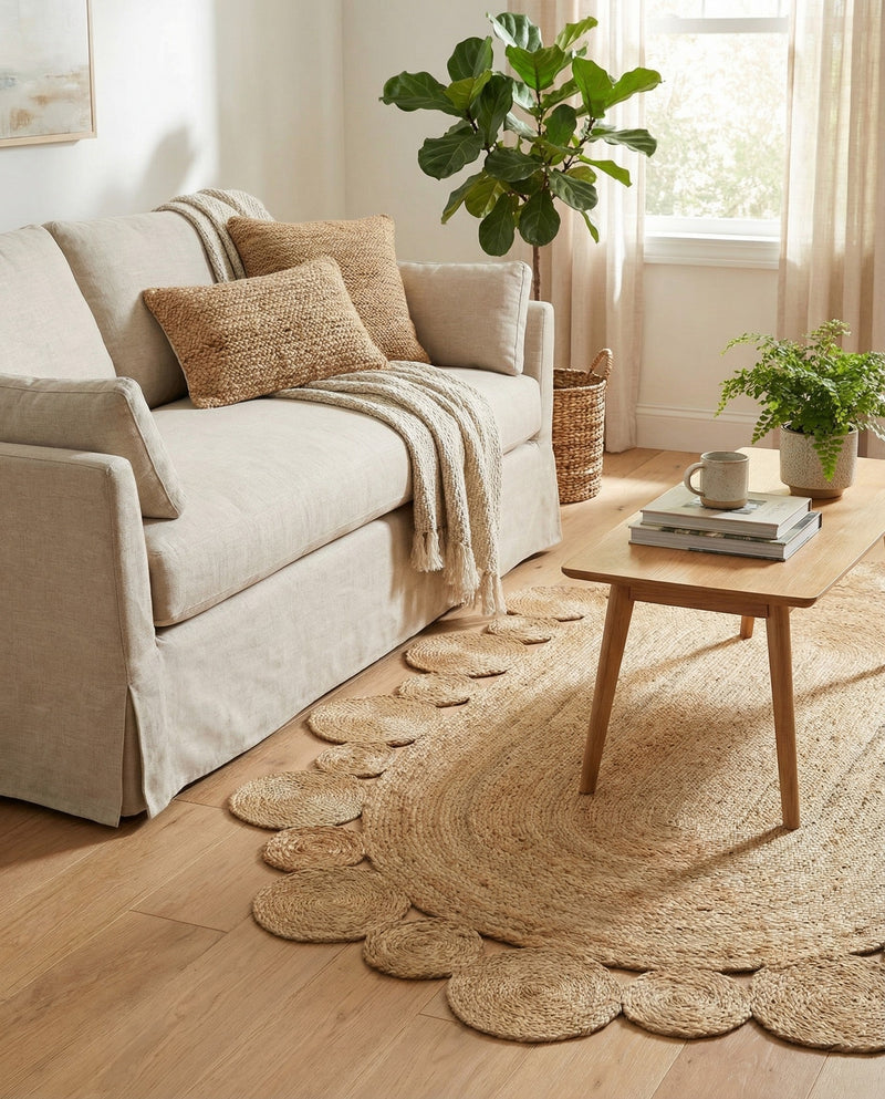 Woven Seaside Jute Collection Area Rug - Sienna Oval Natural  lifestyle 50
