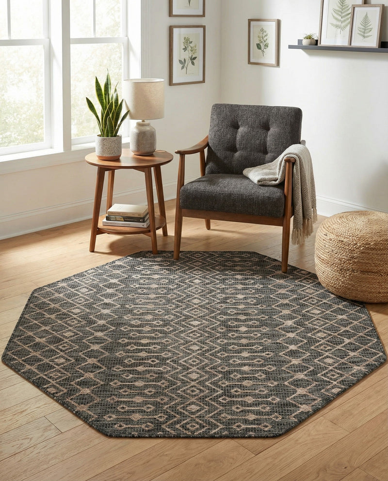 Savannah Pergola Collection Area Rug -  Pergola (Charcoal Gray) Octagon Charcoal Gray  lifestyle 89