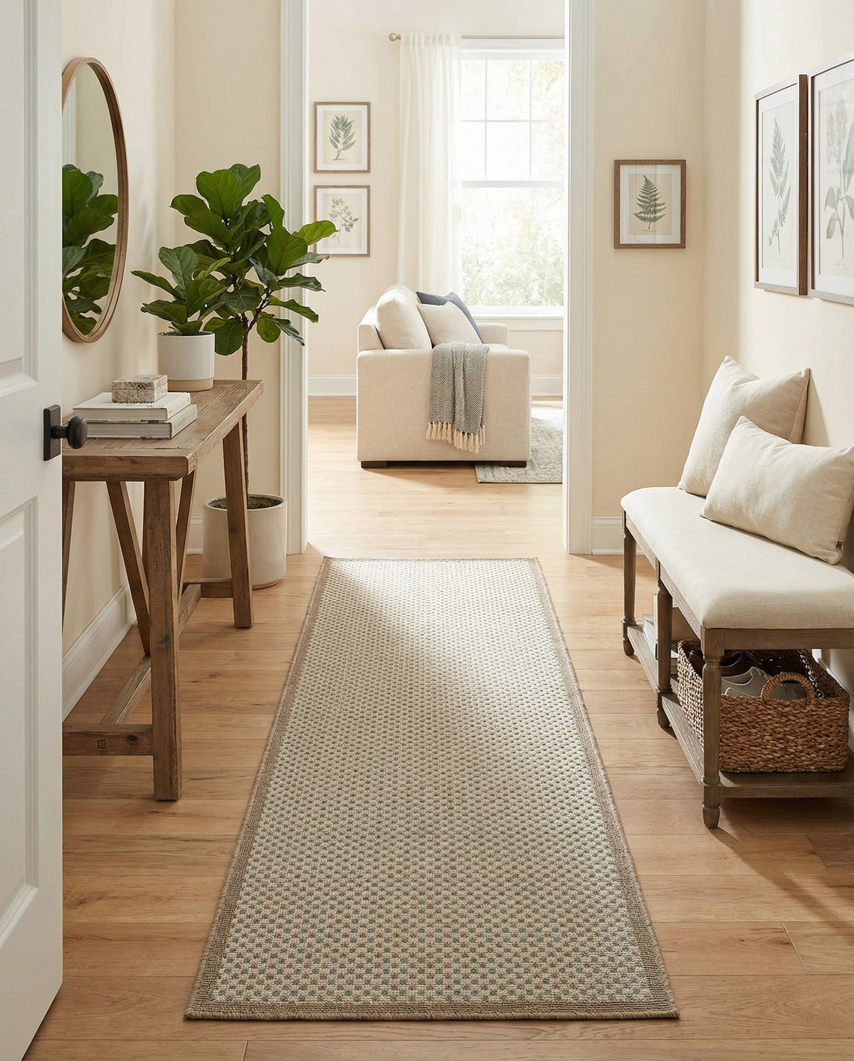 Terrace Fringe Collection Area Rug - Patio Runner Beige  lifestyle 93